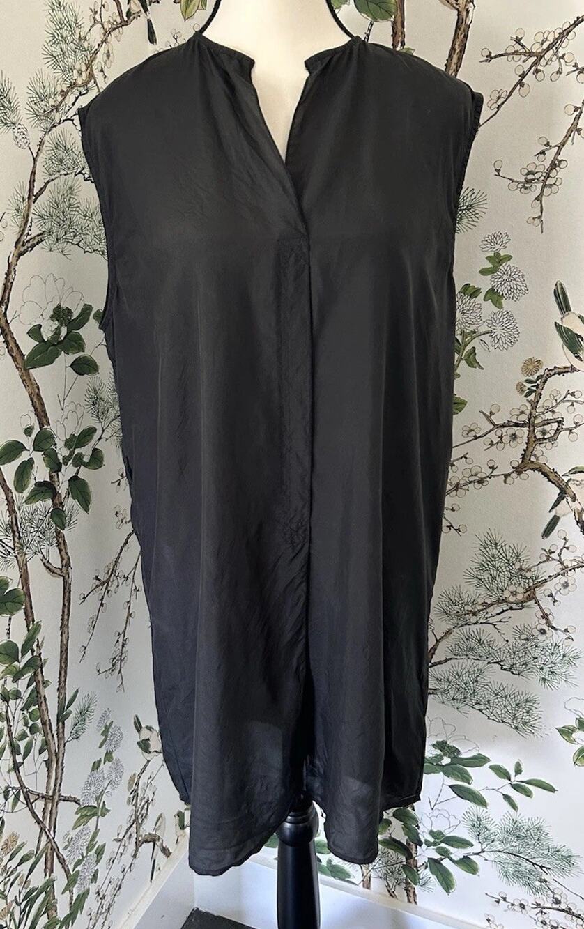DIESEL Chic 100% Silk Black Sleeveless Dress Tunic Y2K M Medium